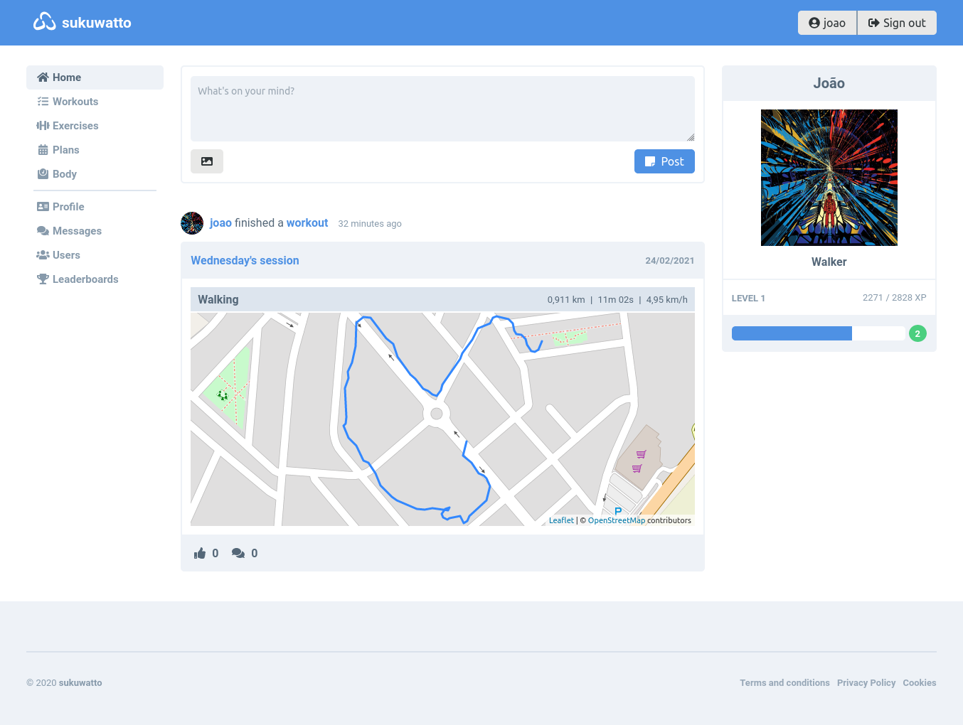 Screenshot of the users' home feed